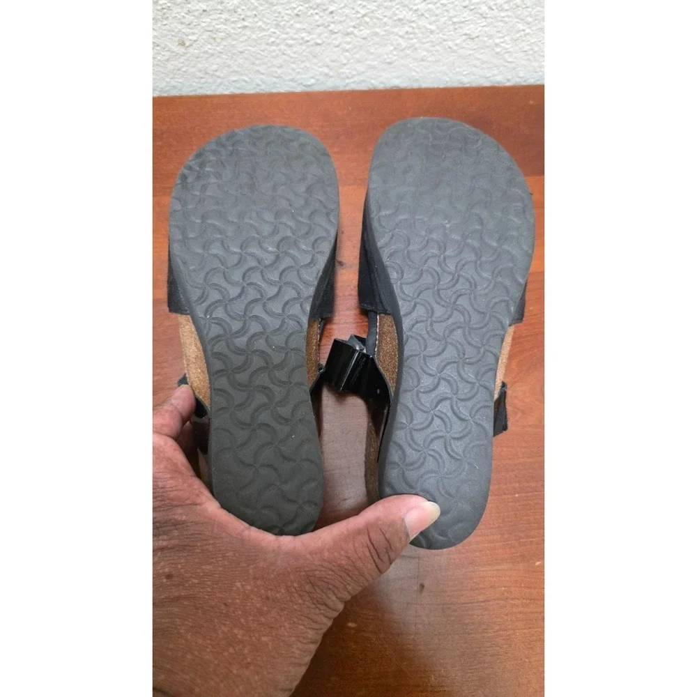 Papillio by Birkenstock Black Suede & Patent Leather Strap Wedge Sandals Size 37